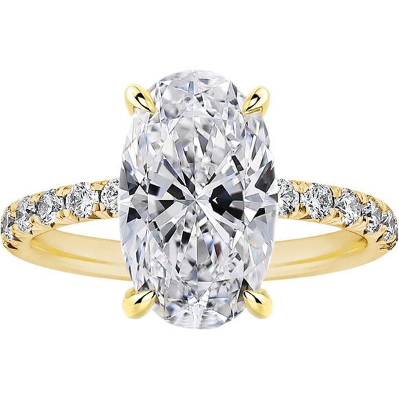 Women,Simulated Diamond Ring,925 Sterling Silver 18K Yellow Ring - Picture 1 of 6